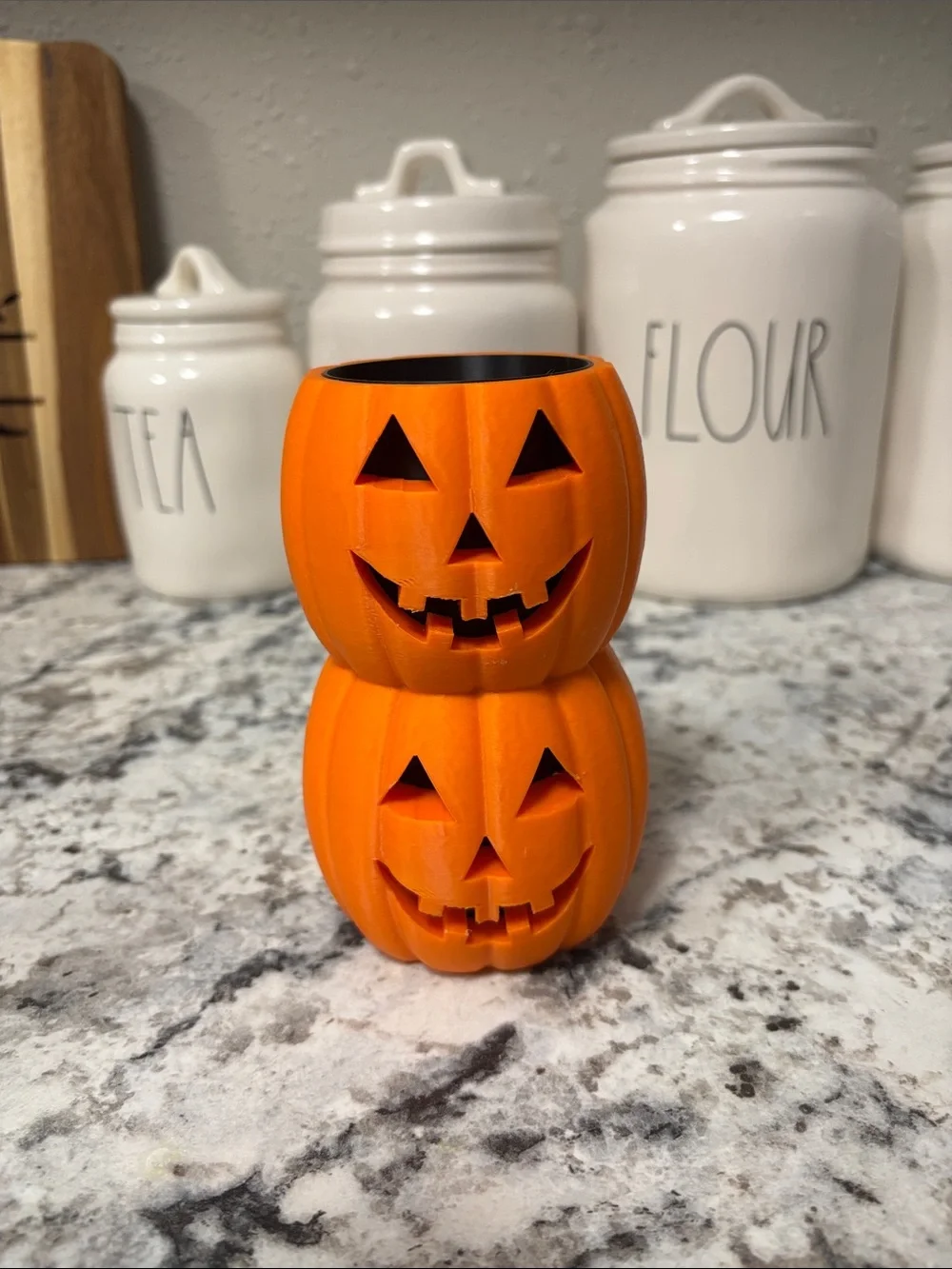 3D PRINTED - Orange Stacked Jack-o'-Lantern Halloween Alani or Tall Can Holder